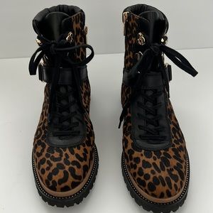 Franco Sarto women’s boot, animal print, black leather suede, Size 9